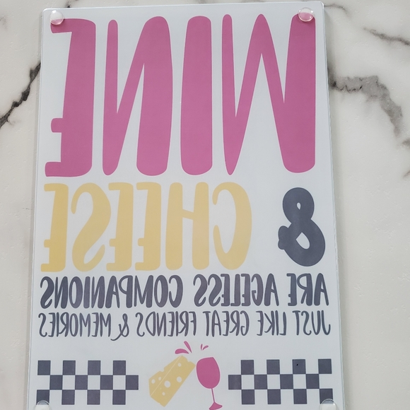 Wine and Cheese like Friends and Memories Glass Cutting Board - Picture 6 of 8